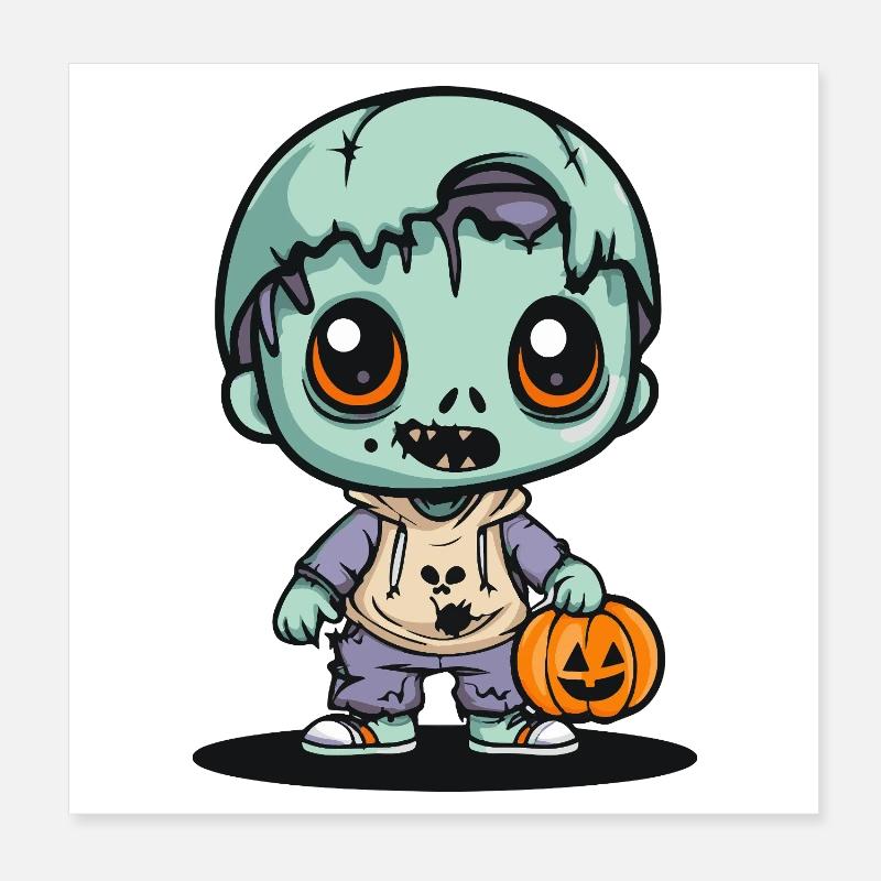 Zombie Halloween Creepy Comic Poster 8" x 8" (20x20 cm)