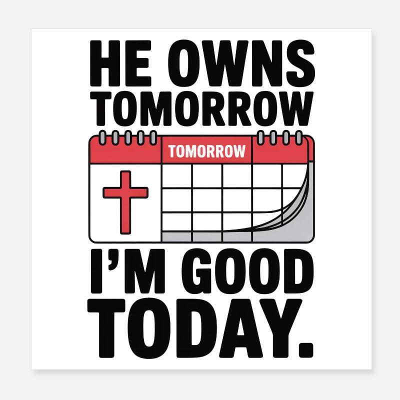He Owns Tomorrow I'm Good Today Glaube Poster 8" x 8" (20x20 cm)
