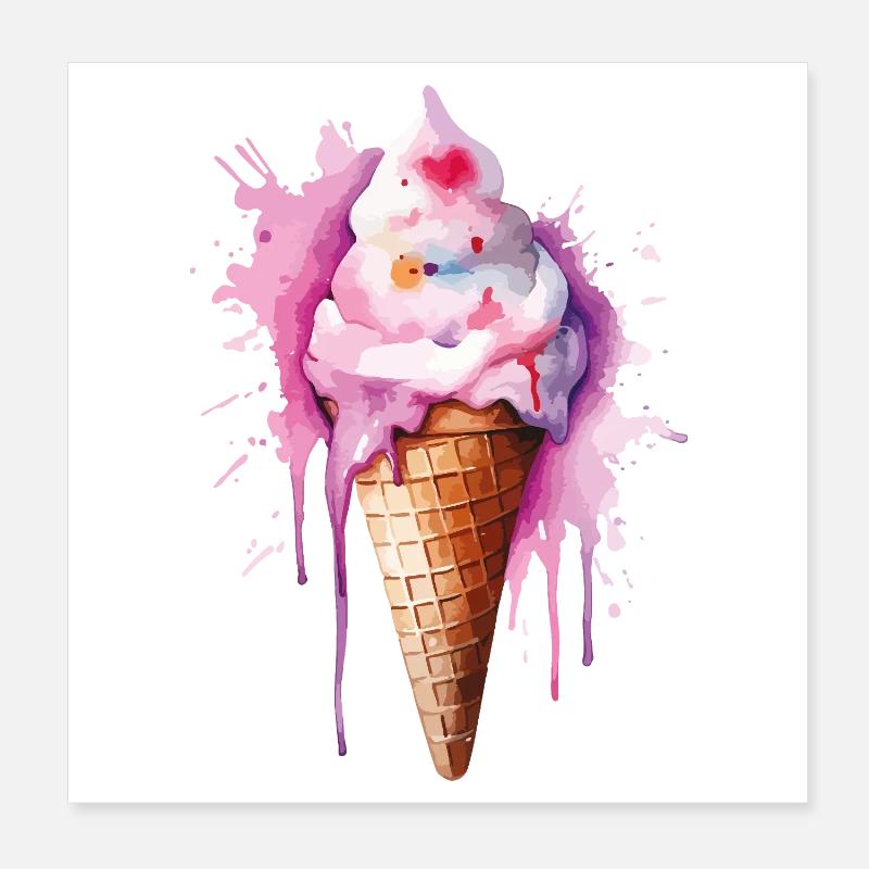 Wasserfarbe Eiscreme Tropfen Poster 20x20 cm