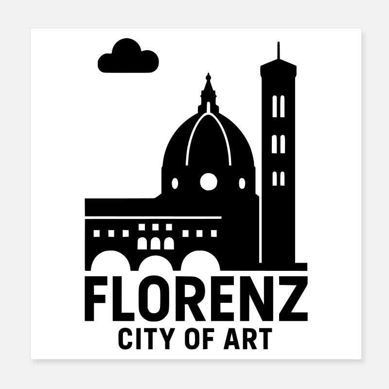 Florence Italy Silhouette Poster 8" x 8" (20x20 cm)