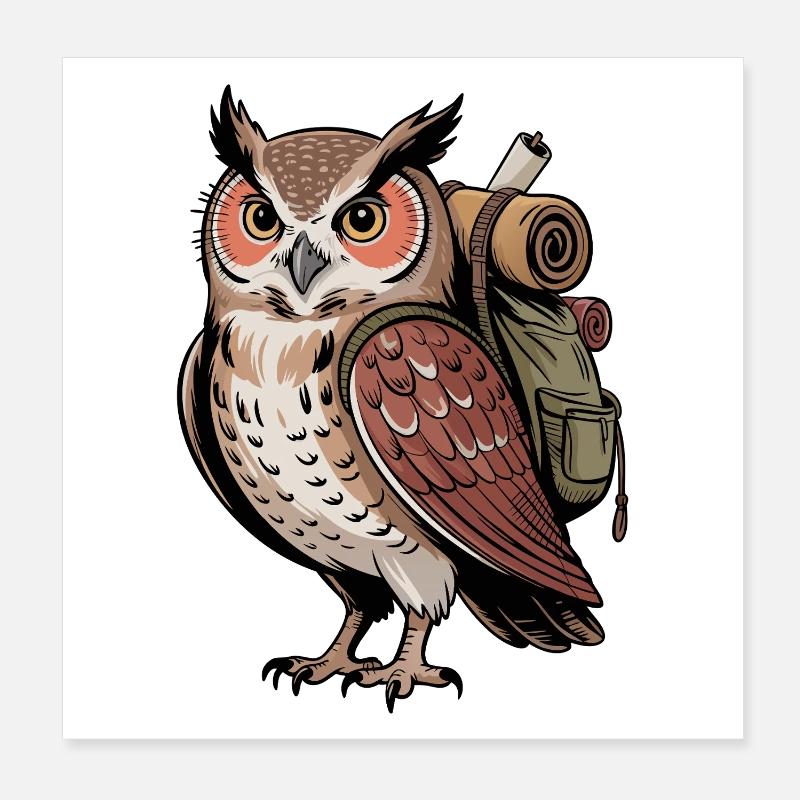 Hibou errant Poster 20 x 20 cm