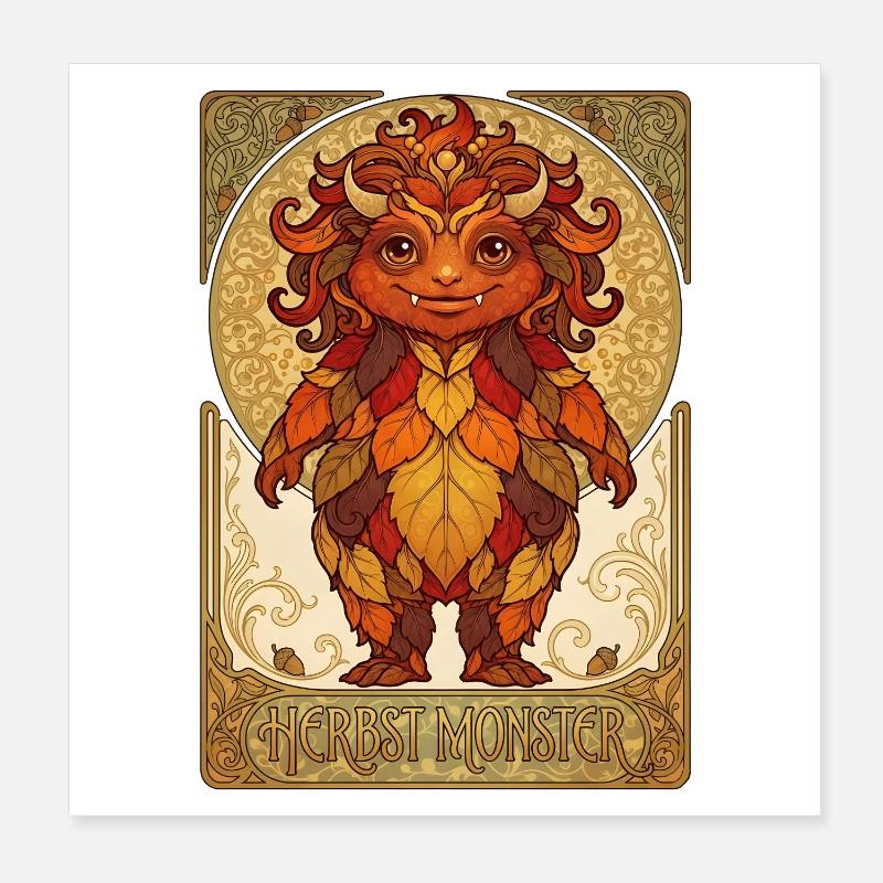 Monstres de feuillage d’automne Poster 20 x 20 cm