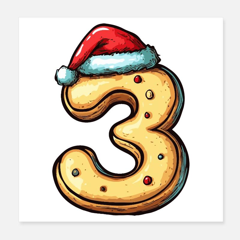 Biscuit de Noël à 3 chiffres Poster 20 x 20 cm