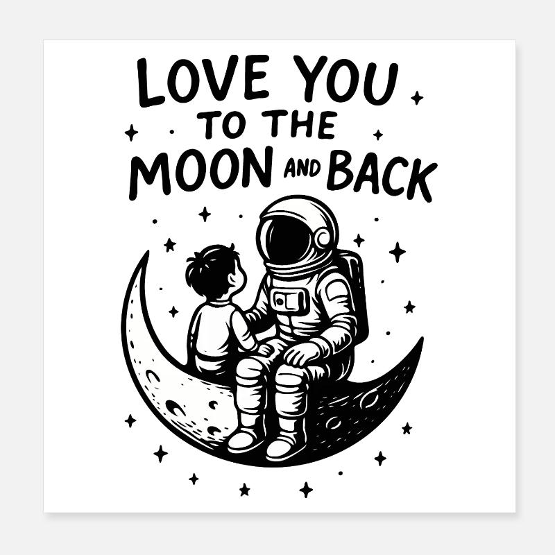 Moon Bond: Astronaut und Kind Poster 20x20 cm