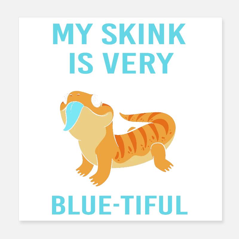 Eidechse Blau Zunge Poster 20x20 cm