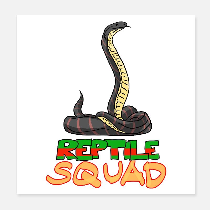 Reptile Squad Cool Snake Graphic Poster 8" x 8" (20x20 cm)