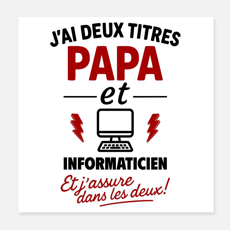 Vater und Informatiker schenken dem Vatertag Weihnachten ein Geschenk Poster 20x20 cm