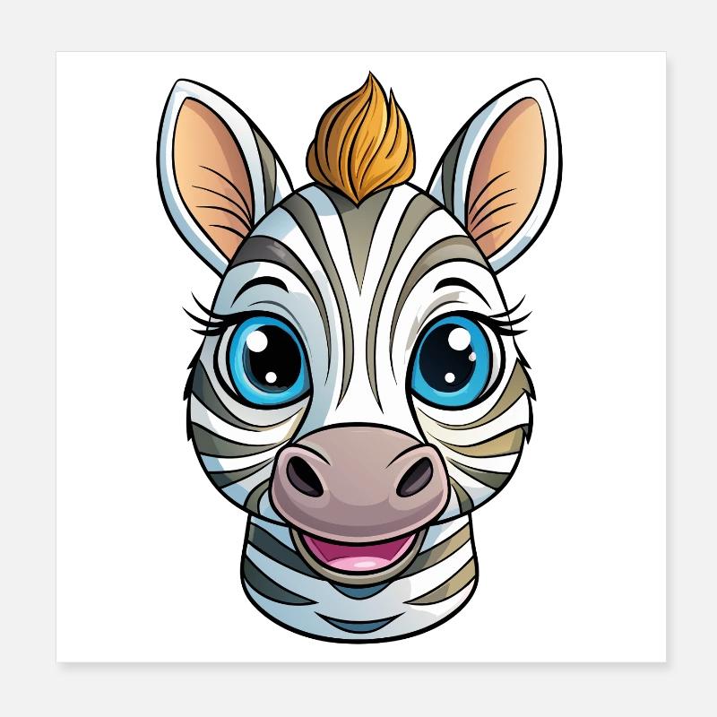 Zebra Head Poster 8" x 8" (20x20 cm)