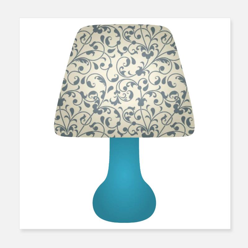 Blue Floral Scroll Lamp Shade Poster 8" x 8" (20x20 cm)