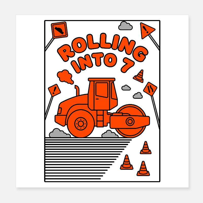Rolling Into 7 Steamroller Poster 8" x 8" (20x20 cm)
