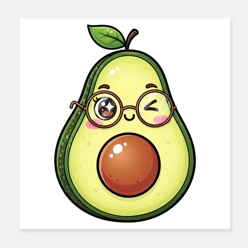 Avocado mit Brille Wink Poster 20x20 cm