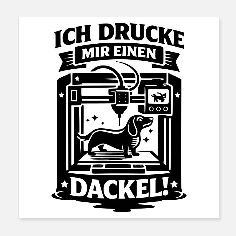 Dachshund 3D Printer Crafting Dog Poster 8" x 8" (20x20 cm)