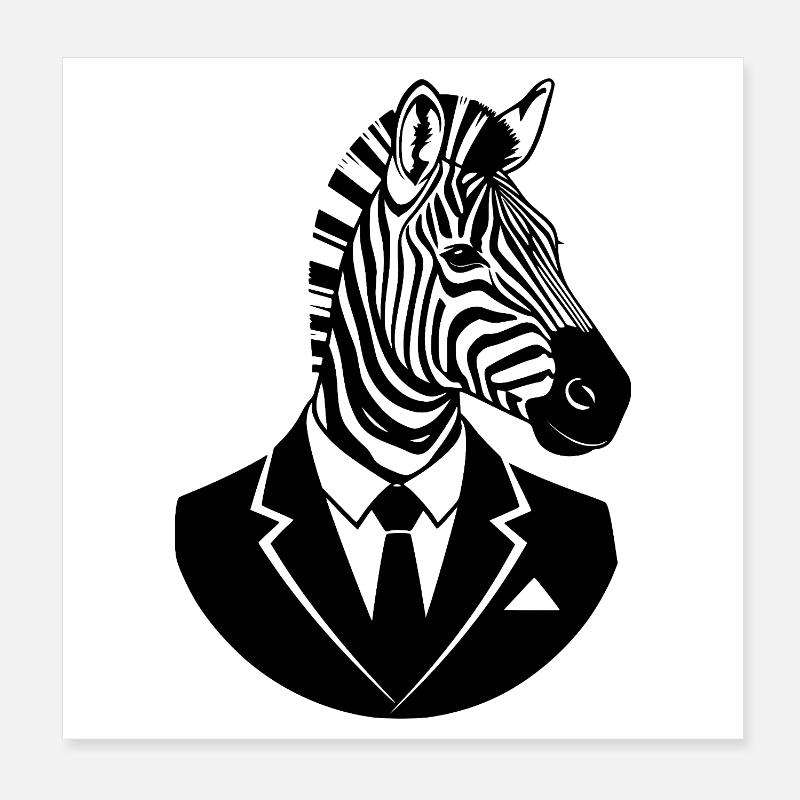 Zèbre en costume – Design élégant d’animaux Poster 20 x 20 cm