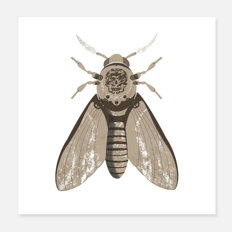 Schädelmotte im Steampunk-Stil Poster 20x20 cm