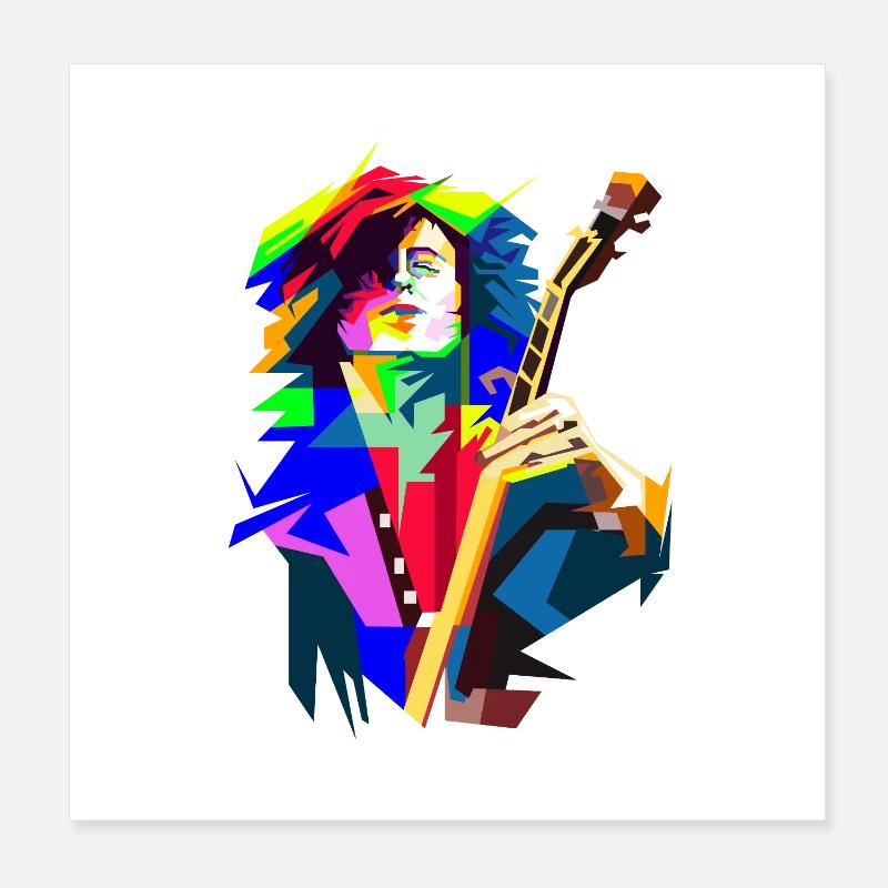 Guitariste rock and roll sur scène Action Pop Art Poster 20 x 20 cm