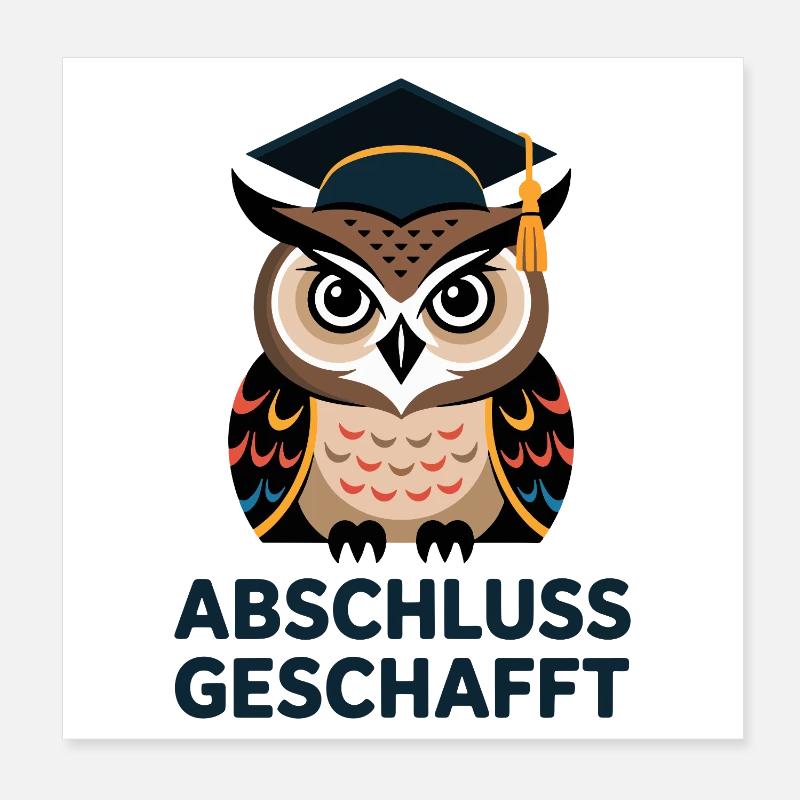 Abschluss geschafft  Lerneule Poster 20x20 cm