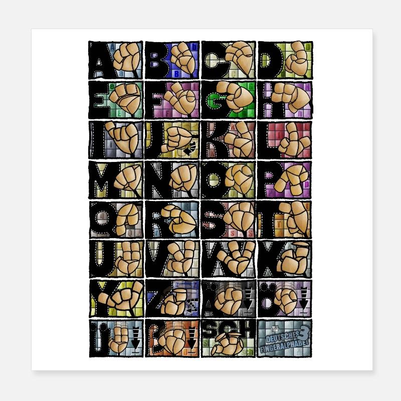 Deutsches Fingeralphabet 3 / Poster 20x20 cm