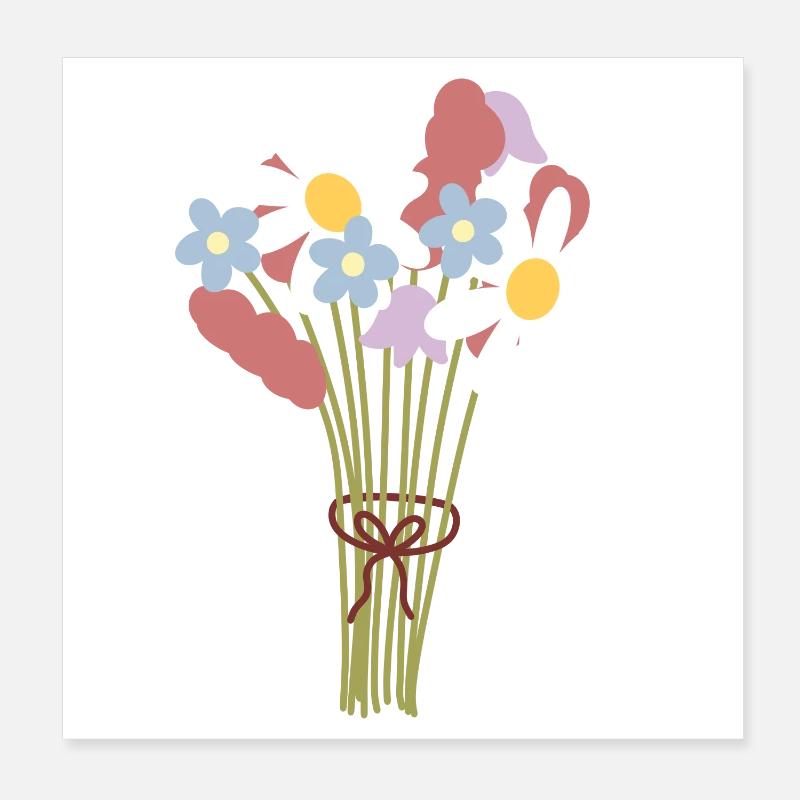 Pastell-Gänseblümchen-Bouquet-Illustration Poster 20x20 cm