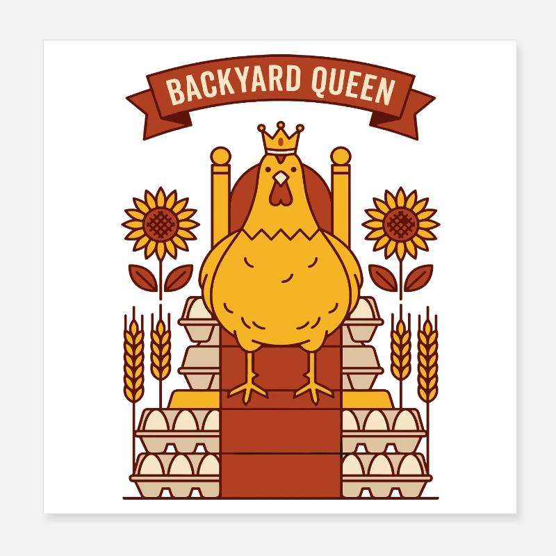 Backyard Queen Chicken Poster 8" x 8" (20x20 cm)