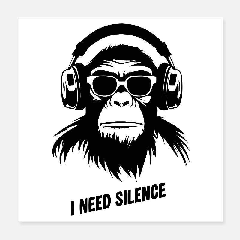 Singe et silence Poster 20 x 20 cm