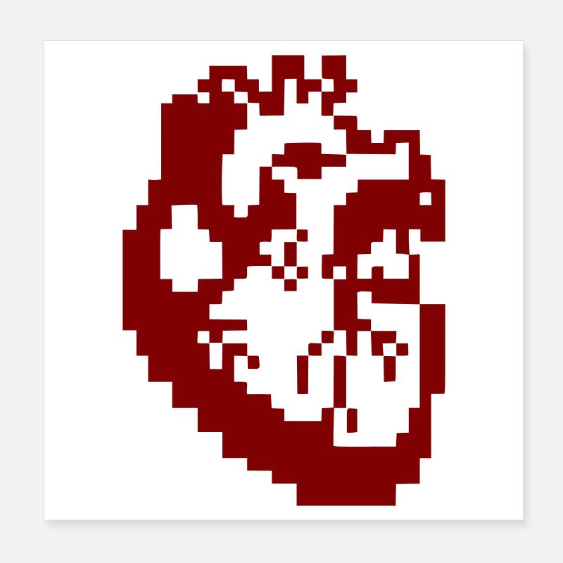 Schwarzes Herz Pixel Anatomie Poster 20x20 cm