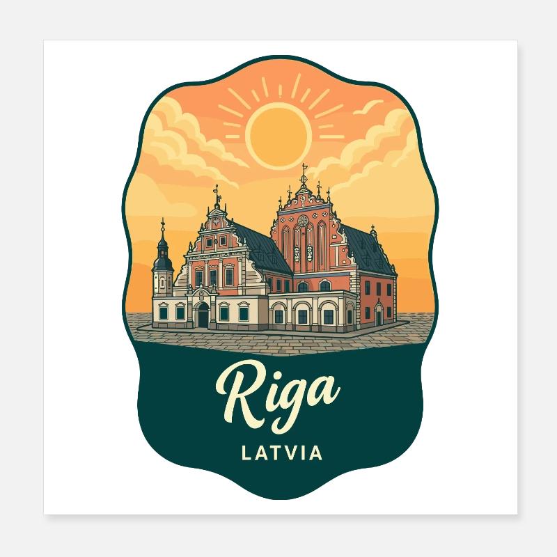 Insigne vintage de la Maison des Points Noirs de Riga Poster 20 x 20 cm