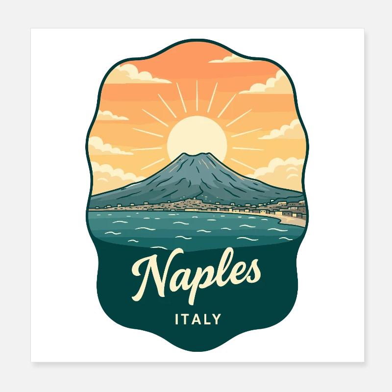 Neapel Mount Vesuvius Retro Reiseabzeichen Poster 20x20 cm