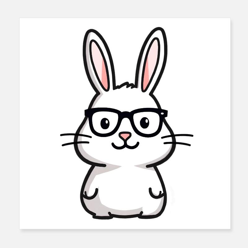 Rabbit with glasses Poster 8" x 8" (20x20 cm)