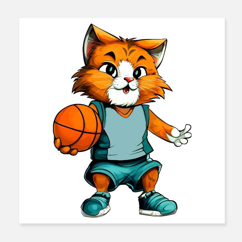 Chat de basket-ball Poster 20 x 20 cm