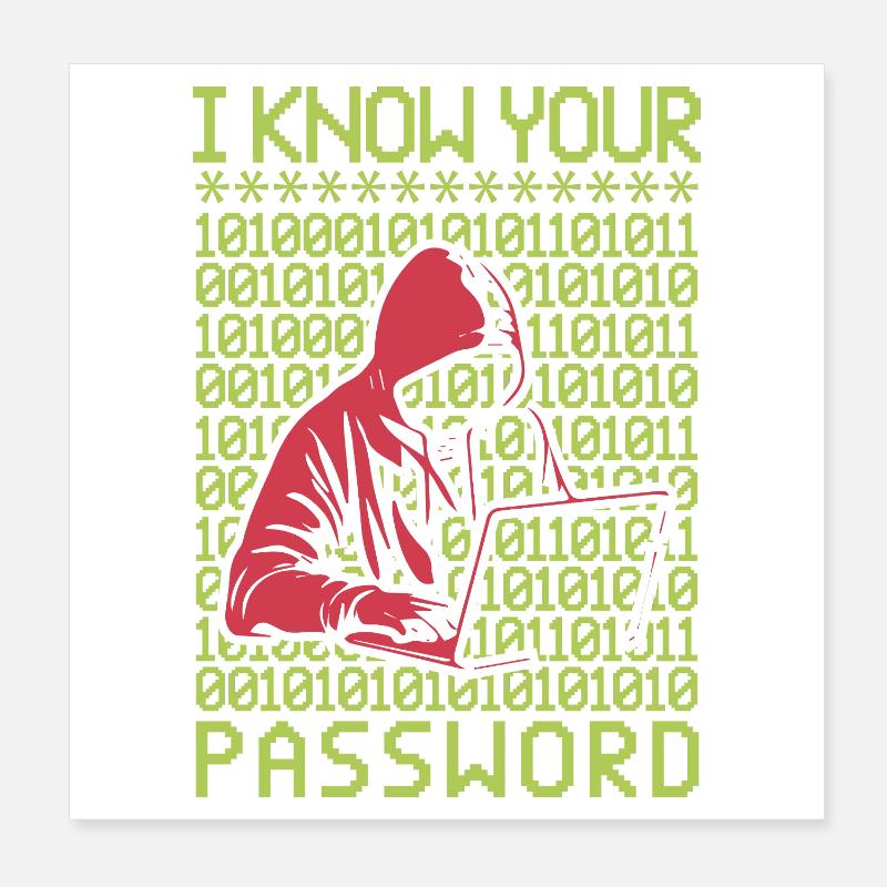 Hacker Hacker Programmeur Linux Password Hacker Poster 20 x 20 cm