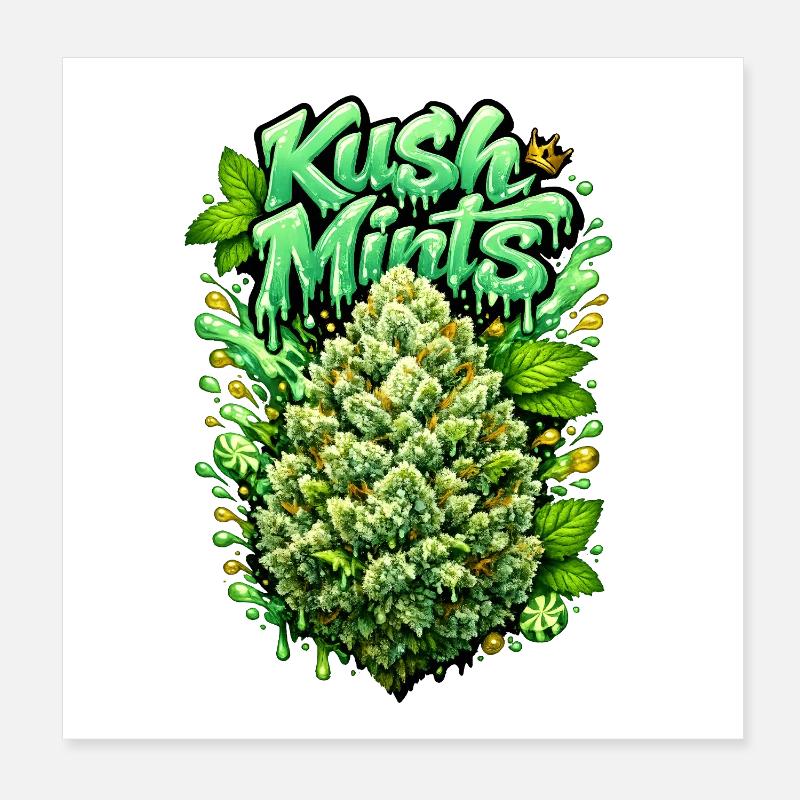 Kush Mints Graffiti Bud Print Poster 20x20 cm