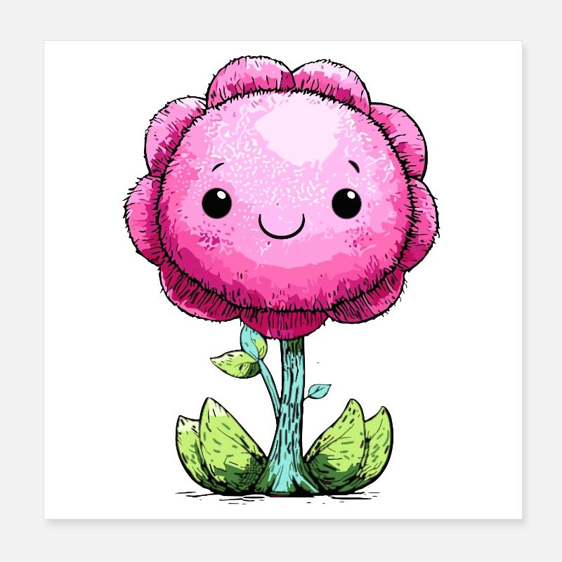 Visage de fleur rose câlin Poster 20 x 20 cm
