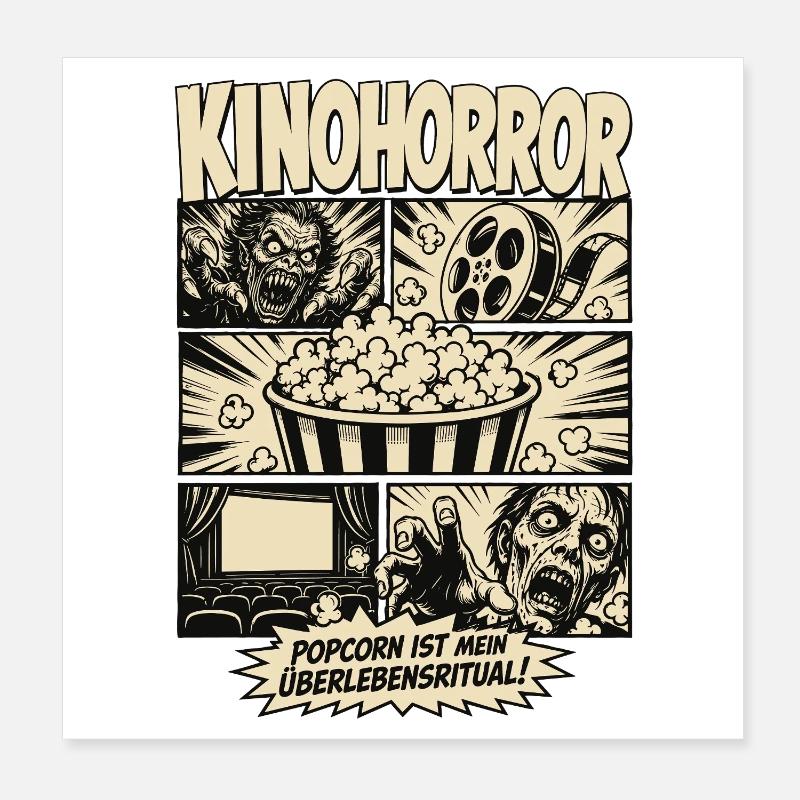 Kino Horror Popcorn Überlebensritual Poster 20x20 cm