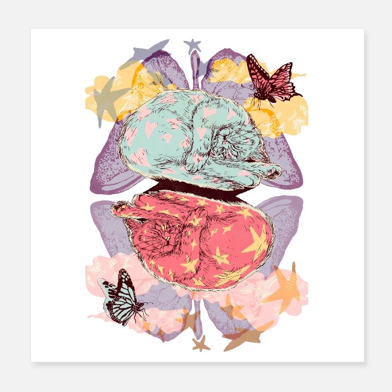 RÊVES DE CHATON Poster 20 x 20 cm