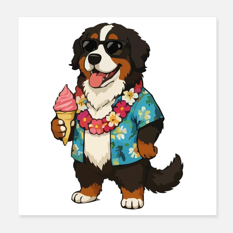 Hawaiianischer Hund mit Eis Poster 20x20 cm
