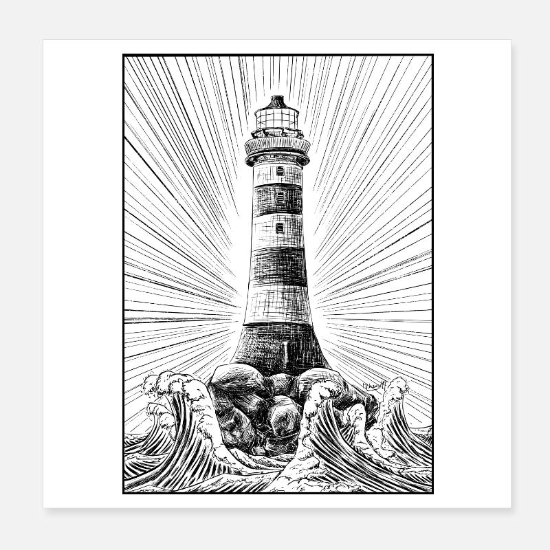 Lighthouse Poster 20 x 20 cm
