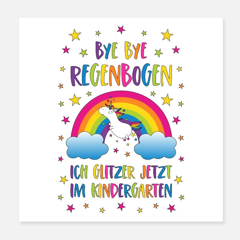 Bye Bye Rainbow Nursery Unicorn Glitter Poster 8" x 8" (20x20 cm)