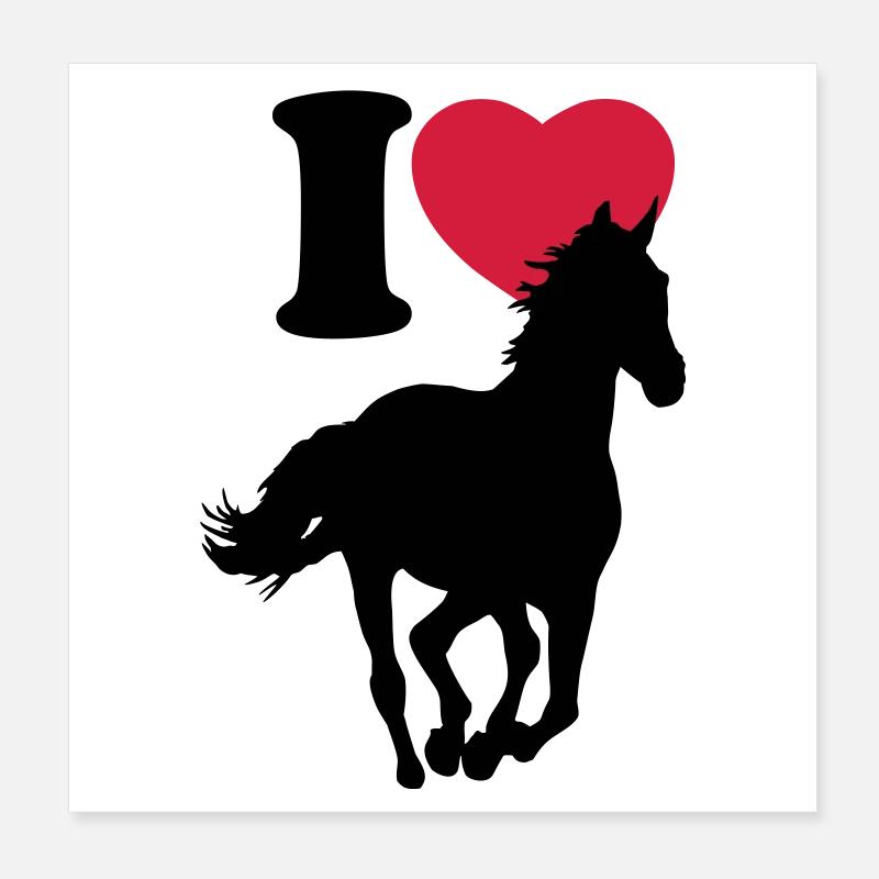 I love horses - J'adore les chevaux Poster 20 x 20 cm