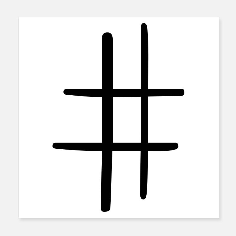 Hashtag Symbol Social Media Geschenkidee Poster 20x20 cm