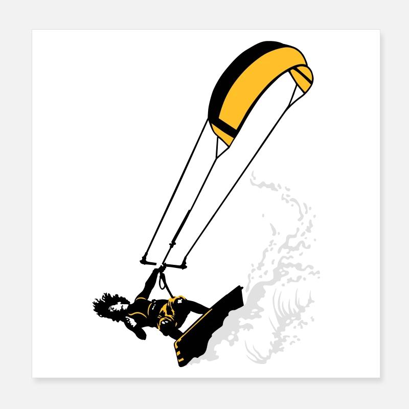 Kitesurfer and wave flex Poster 20 x 20 cm
