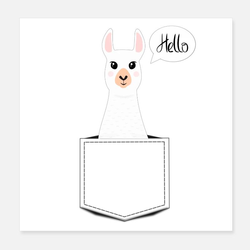Hello Lama Poster 20x20 cm