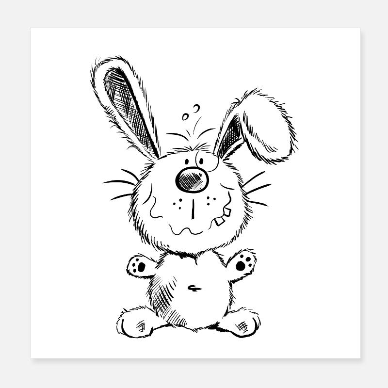 Mignon lapin dessin animé Poster 20 x 20 cm