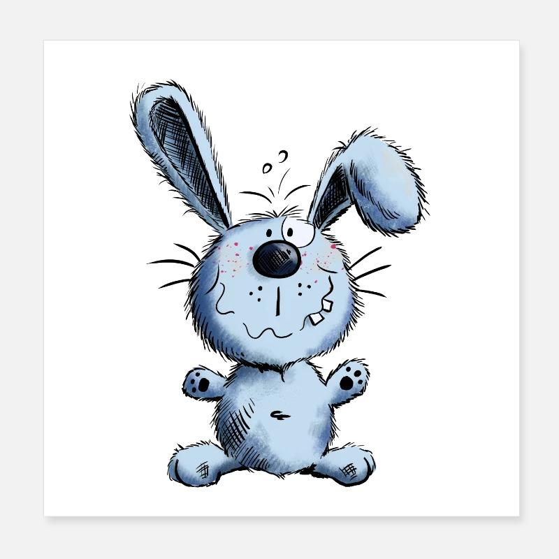 Lapin bleu Poster 20 x 20 cm
