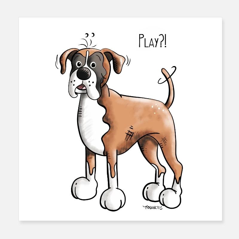 Deutscher Boxer Play Poster 20x20 cm