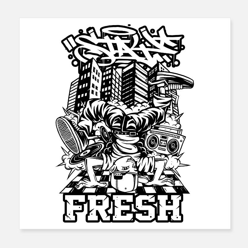 Breakdance B-Boy Streetdance Design Hip Hop Dance Poster 20x20 cm