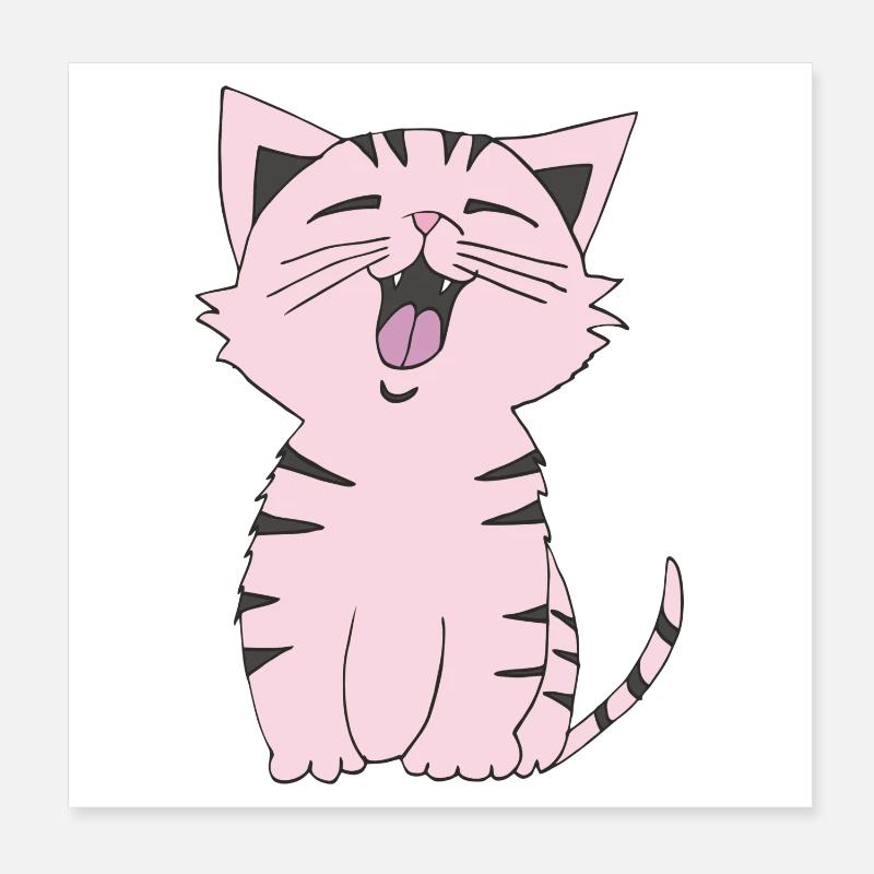 Chat rose Poster 20 x 20 cm