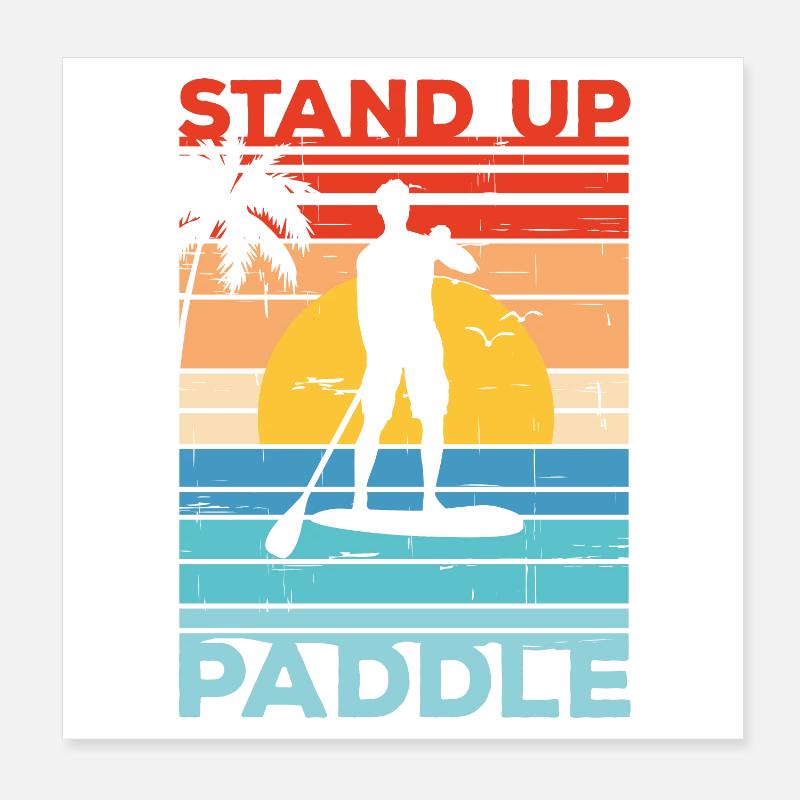 Stand Up Paddle SUP Couché de soleil Cadeau Paddle Poster 20 x 20 cm