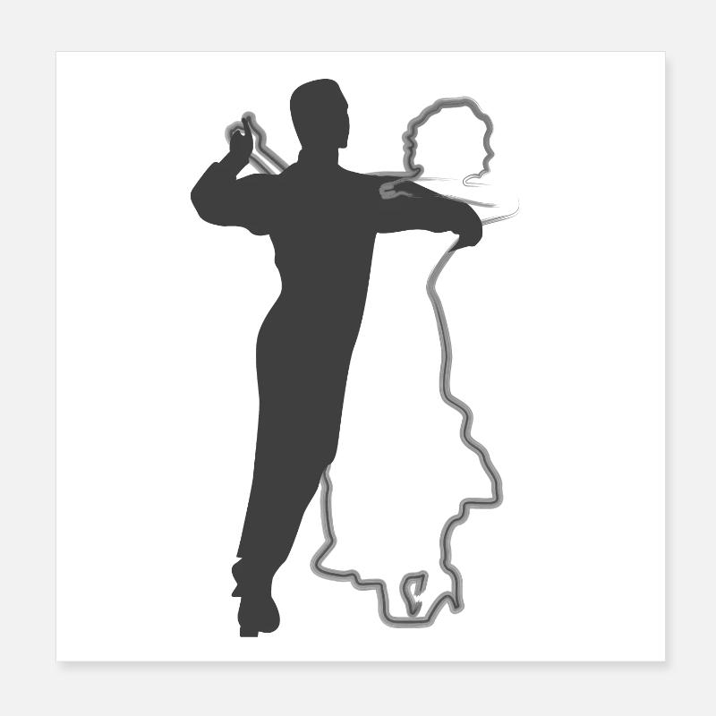 Conception élégante de silhouettes de couple dansant Poster 20 x 20 cm