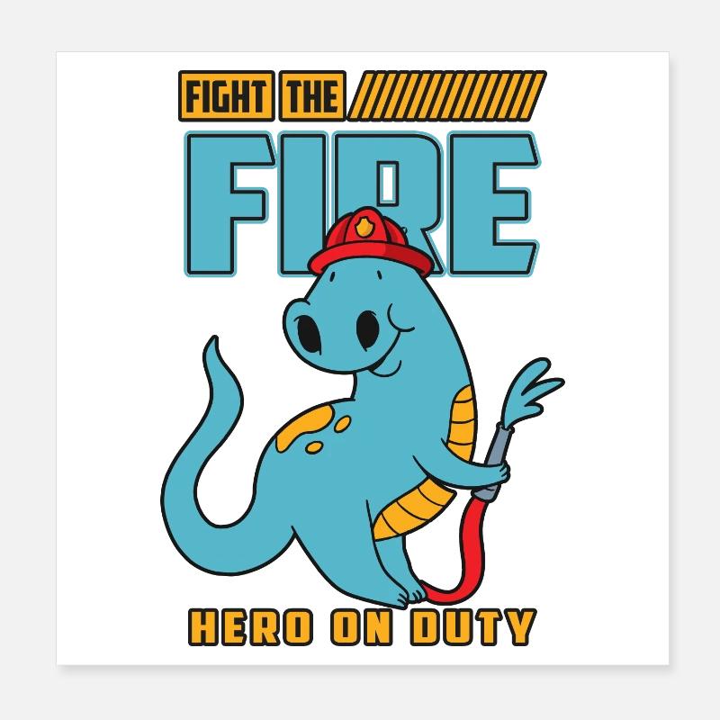 Brigade de pompiers de Dino Poster 20 x 20 cm
