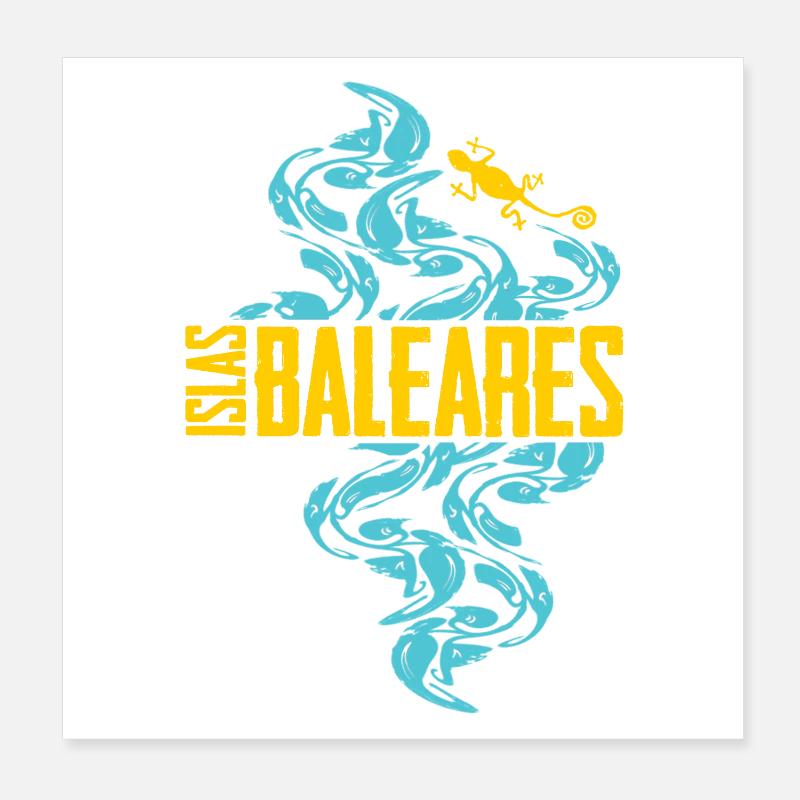 Balearic Islands Waves Pattern Poster 8" x 8" (20x20 cm)